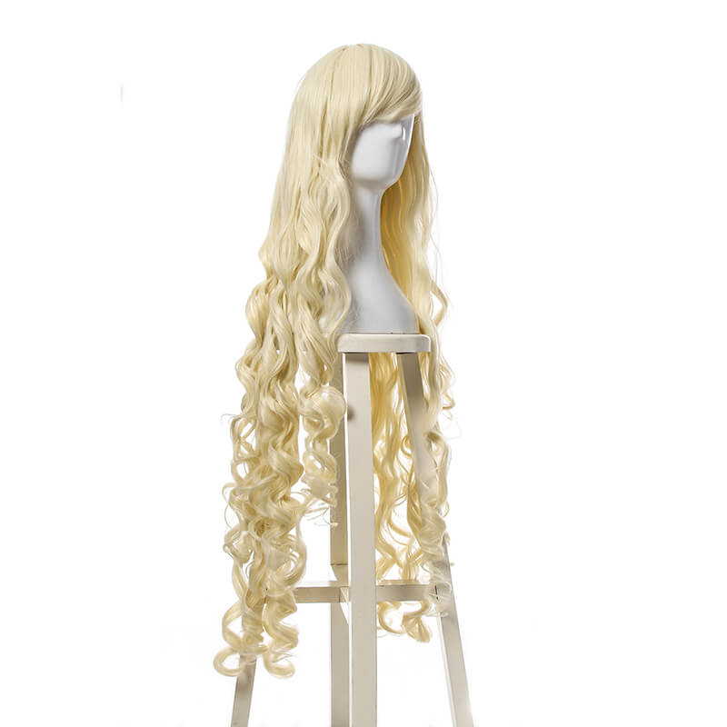 100cm Long Curly White Blonde Black Brown Cosplay Wigs CB64 - Blonde - lemailwigs