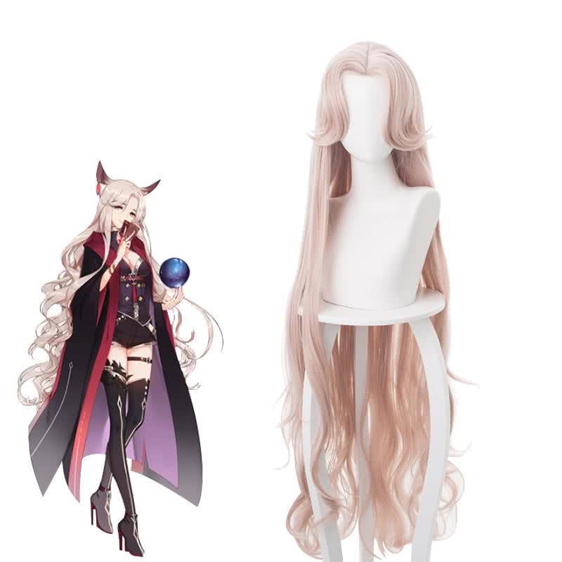 120cm Long Curly Orange Pink Arknights Warlock Cosplay Wigs - lemailwigs