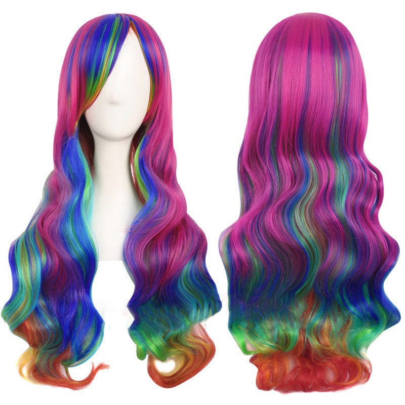 15 Colors Gradient Big Wave Long Curly Hair Cosplay Wigs - K - lemailwigs