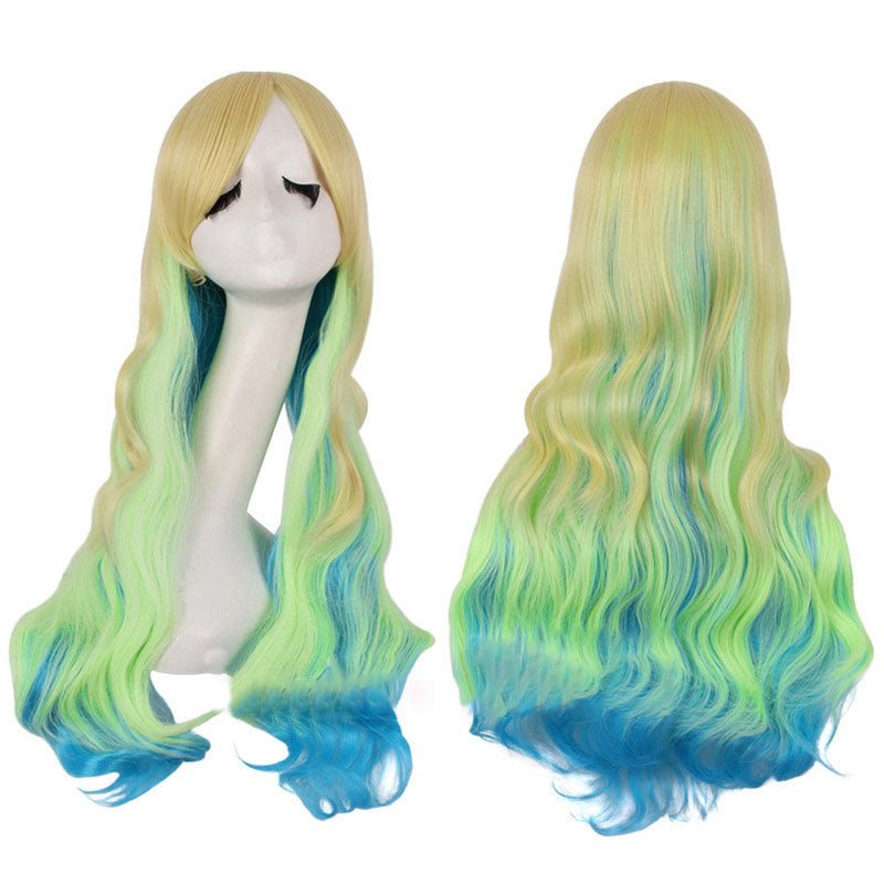 15 Colors Gradient Big Wave Long Curly Hair Cosplay Wigs - M - lemailwigs