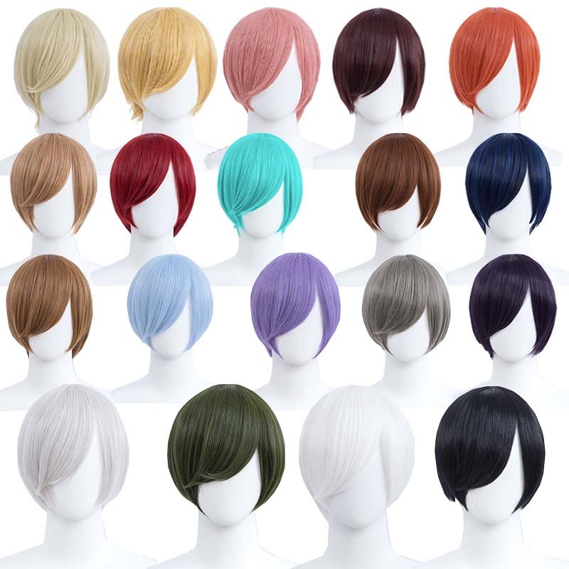 30cm Short Straight Wine Red General Anime Cosplay Wigs - lemailwigs