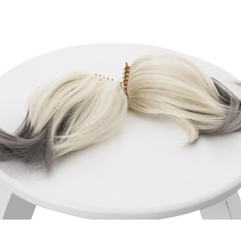 35cm Short Ponytail Ivory Gradient Grey Arknights Ifrit Cosplay Wigs - lemailwigs