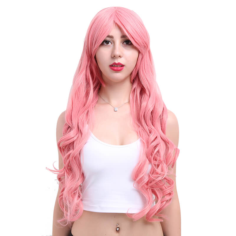【48HR SHIP】 80cm Long Pink Curly Sweet Cosplay Hair Wigs - lemailwigs