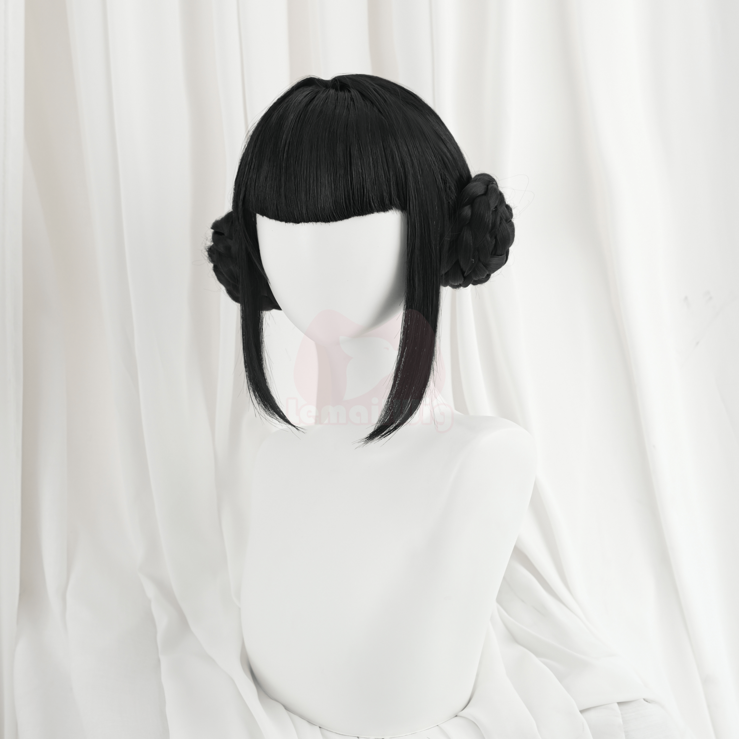 【48HR SHIP】L - email Wig Anime Movie Kpop Demon Hunter Zoey Short Black Hair Double Buns Stage Cosplay Wig Group Idol - lemailwigs