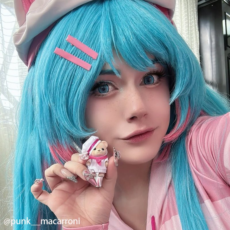【48HR SHIP】L - email Wig Exclusive Hatsune Miku Fortnite Neko Pink Cosplay Full Set - lemailwigs
