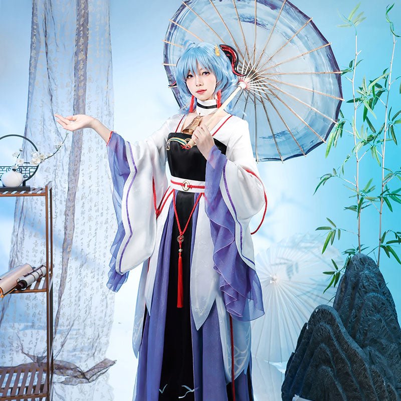 【48HR SHIP】L - email Wig Genshin Impact Ganyu Hanfu Cosplay Costume - lemailwigs