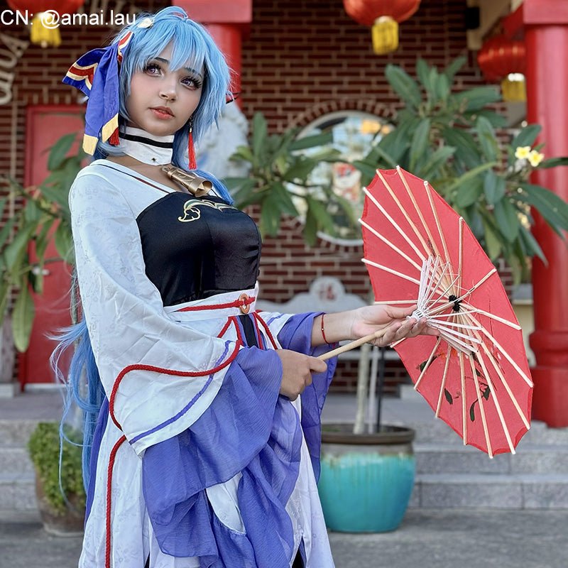 【48HR SHIP】L - email Wig Genshin Impact Ganyu Hanfu Cosplay Costume - lemailwigs