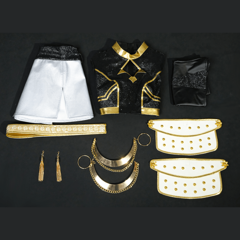 【48HR SHIP】L - email Wig Huntrix Kpop Demon Hunter Zoey Golden Black Cosplay Costume And Wig Full Set - lemailwigs