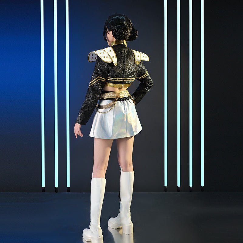 【48HR SHIP】L - email Wig Huntrix Kpop Demon Hunter Zoey Golden Black Cosplay Costume And Wig Full Set - lemailwigs