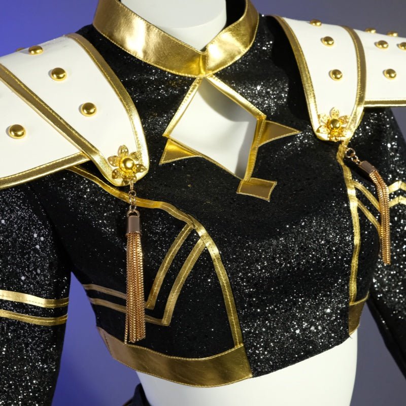 【48HR SHIP】L - email Wig Huntrix Kpop Demon Hunter Zoey Golden Black Cosplay Costume And Wig Full Set - lemailwigs