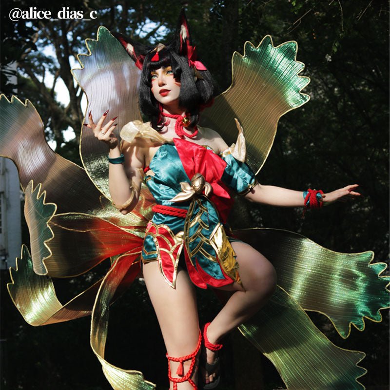 【48HR SHIP】L - email Wig League of Legends After Hours Spirit Blossom Ahri Cosplay Full Set - lemailwigs