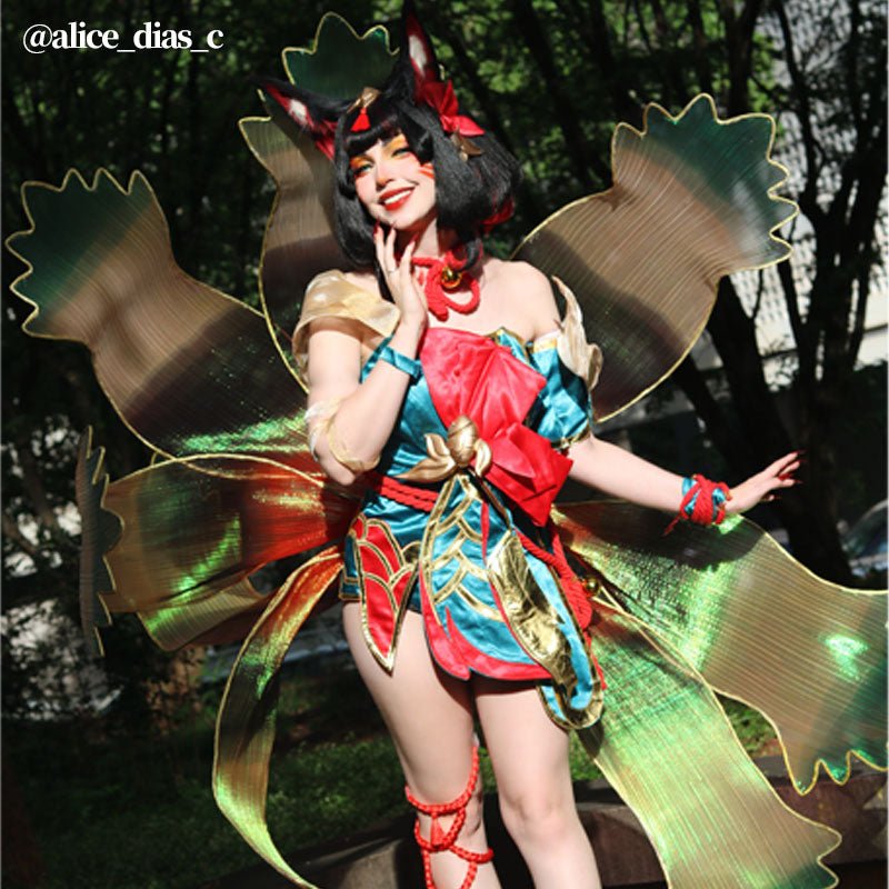 【48HR SHIP】L - email Wig League of Legends After Hours Spirit Blossom Ahri Cosplay Full Set - lemailwigs