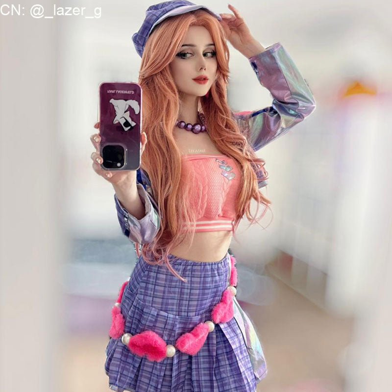 【48HR SHIP】L - email Wig LOL League Of Legends Caitlyn Full Cosplay Costume Wig Set - lemailwigs
