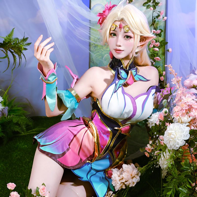 【48HR SHIP】L - email Wig LOL League Of Legends Faerie Court Lux Cosplay Costume - lemailwigs