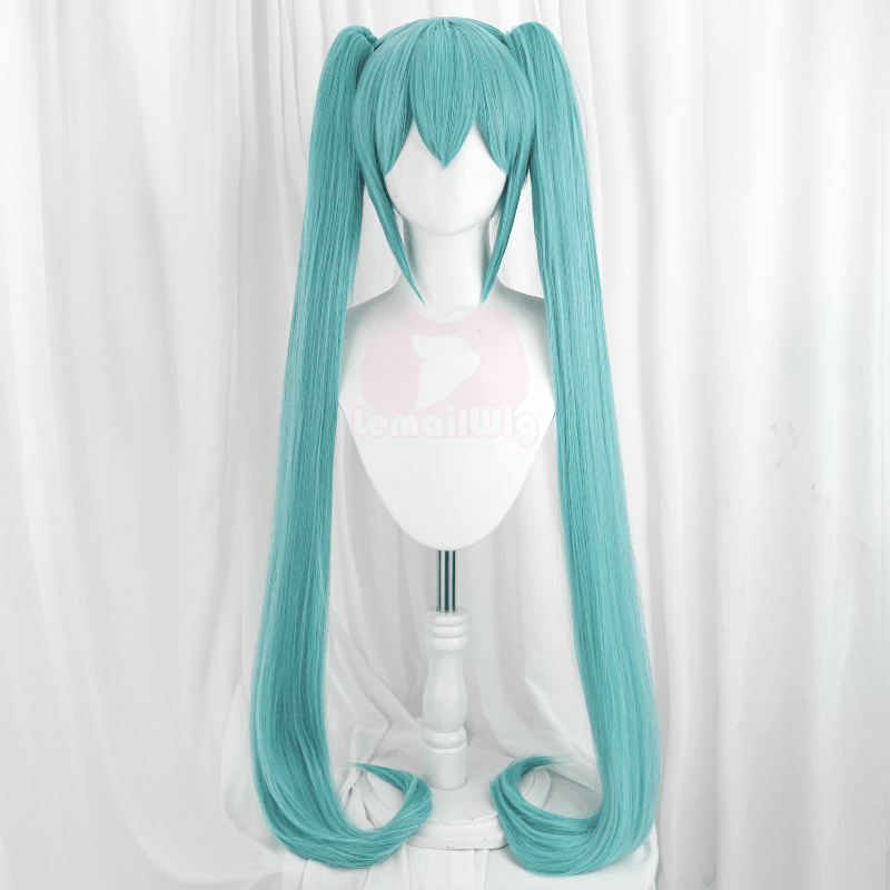 【48HR SHIP】Lemailwig Hatsune Miku Green Double Ponytail Blue 110cm Long Cosplay Wig - lemailwigs