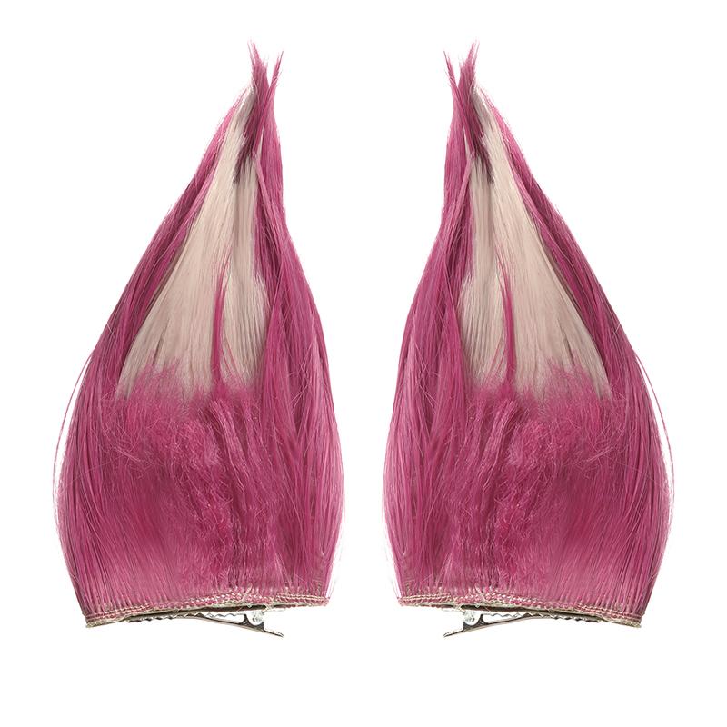 【48HR SHIP】LOL Spirit Blossom Ahri Long Curly Pink Gradient Cosplay Wigs With Ears - lemailwigs