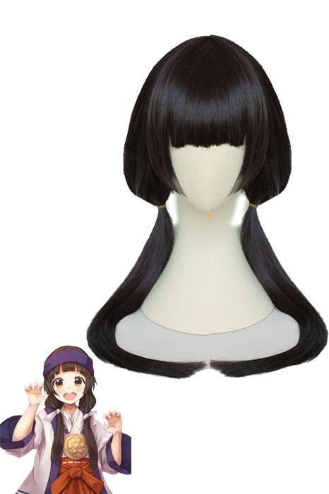 55cm Long Black Straight Girl Meets Bear Machi Amay Wigs - lemailwigs