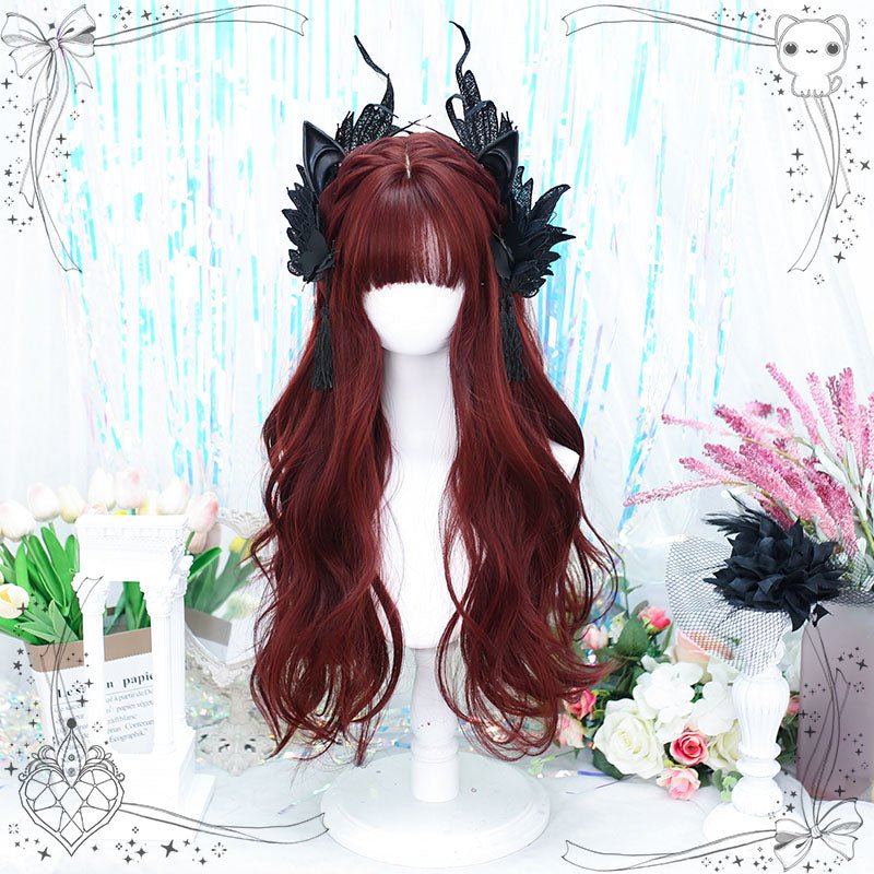 60cm Long Curly Dark Red Fashion Lolita Cosplay Wig - lemailwigs