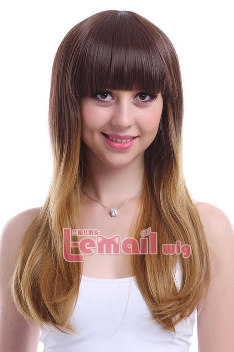 60cm Long Mixed Color Straight Fade Hair Cosplay Wigs zy119 - lemailwigs