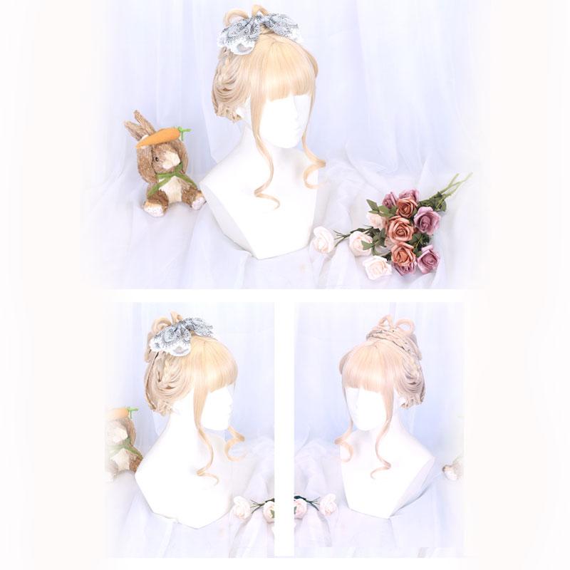 65cm Lolita Medium Long Blonde Long Curly Princess Wigs - lemailwigs