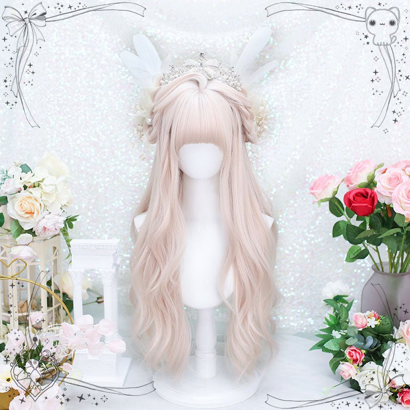 75cm Light Pink Long Curly Lolita Wig - lemailwigs