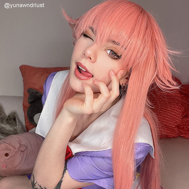80cm Pink Gasai Yuno Long Cosplay Wigs - lemailwigs