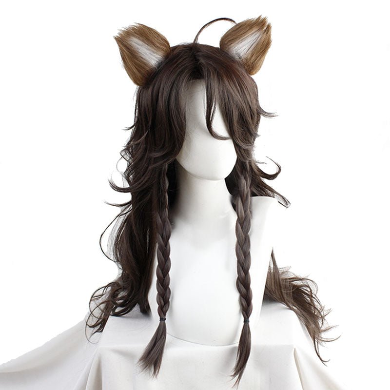 80cm Twisted Wonderland Leona Kingscholar Brown curly Cosplay Wigs - lemailwigs
