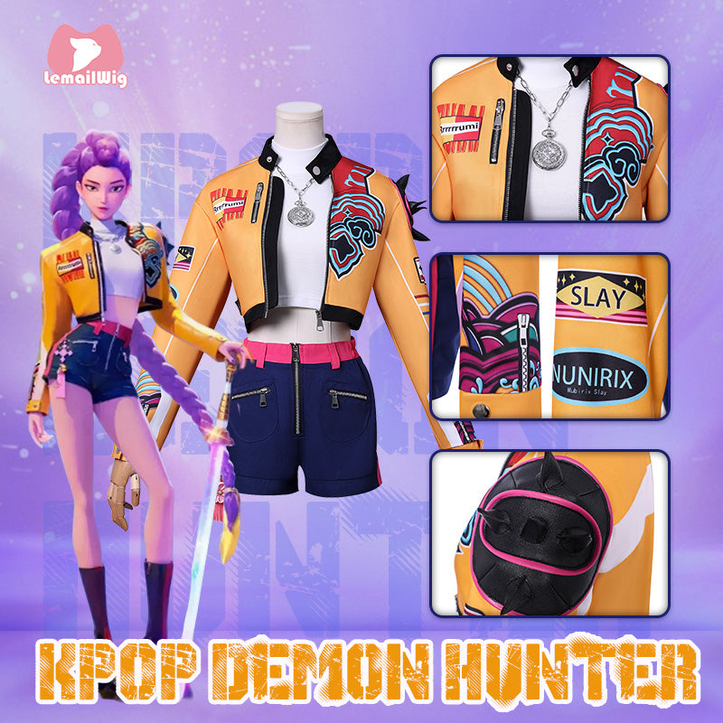【In Stock】L-email Wig Kpop Demon Hunter Rumi Cosplay Costume And Wig Kit