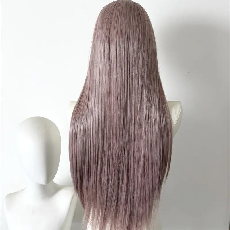 L-email Wig 80cm Dusty Milk Tea Pink Front Lace Wig