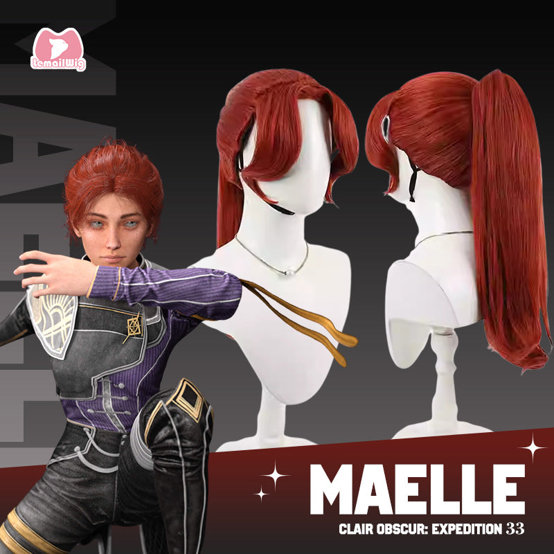 L-email Wig Clair Obscur Expedition 33 Maelle Red Cosplay Wig