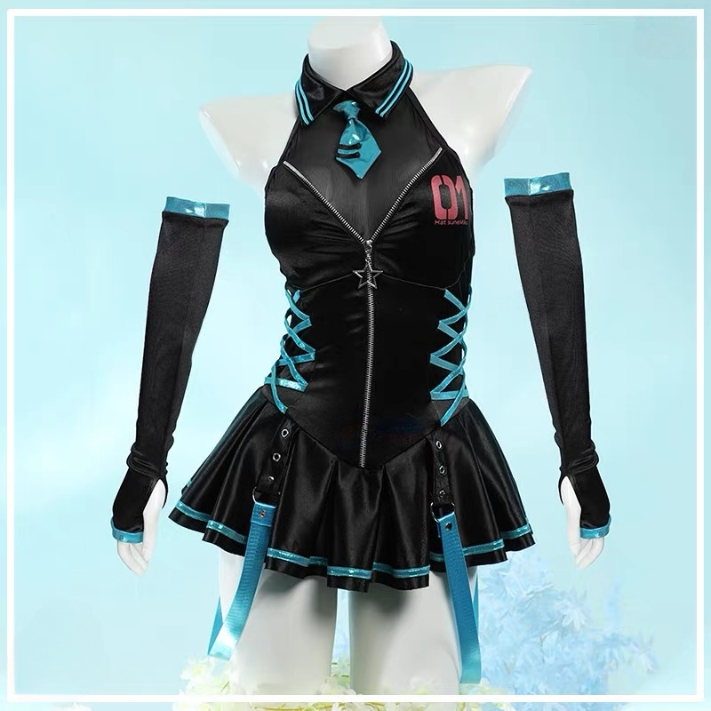 L-emailWigHatsuneMikuOne-pieceBlackSwimsuitCosplayCostume_1