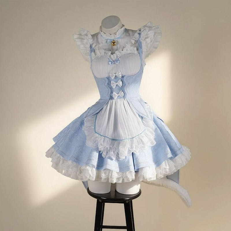 L-email Wig Re:Zero Rem Ram Maid Dress Cosplay Costume