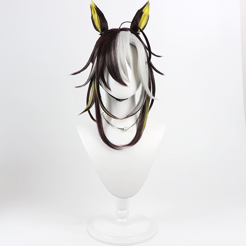 L-email Wig Umamusume: Pretty Derby Dream Journey Brown Mixed Cosplay Wig Ears Tail