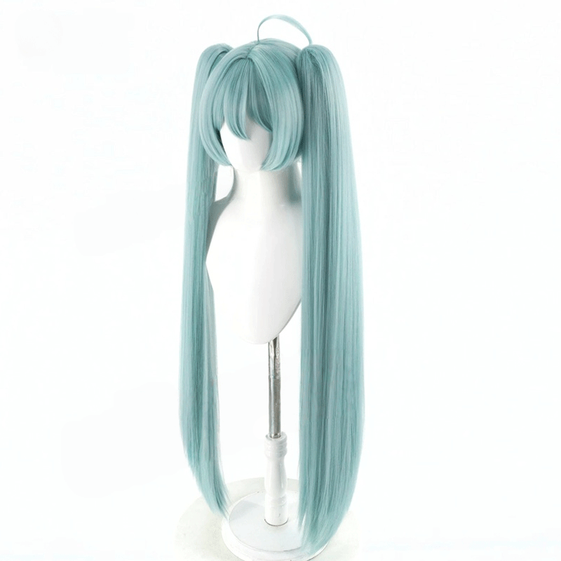 L-email Wig 100cm Light Green Long Twin-Tail Cosplay Heat Wig