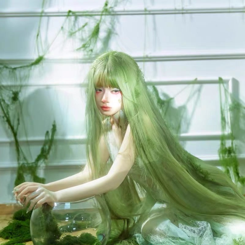 L-email Wig 130cm Extra Long Green Straight Lolita Wig