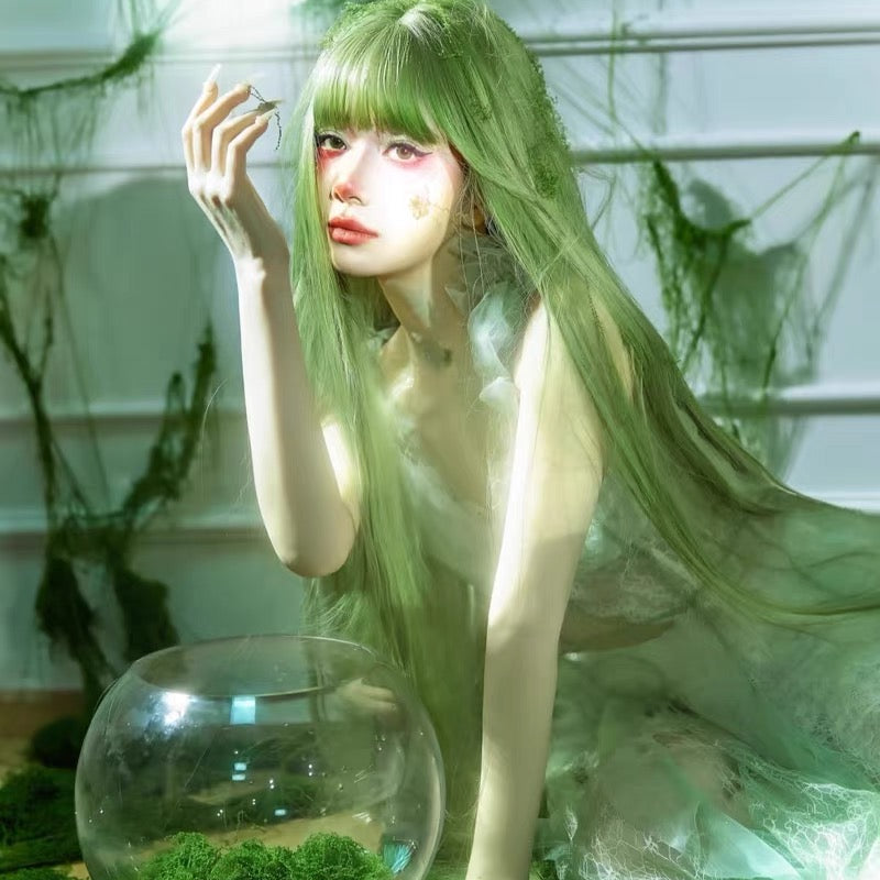 L-email Wig 130cm Extra Long Green Straight Lolita Wig