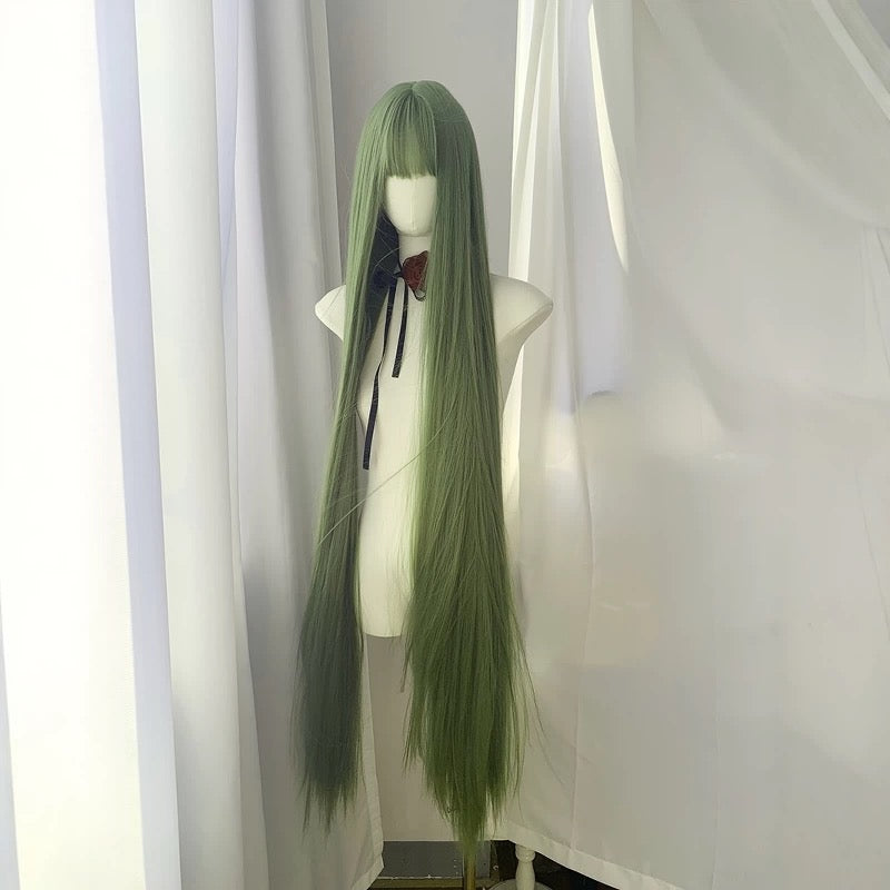 L-email Wig 130cm Extra Long Green Straight Lolita Wig