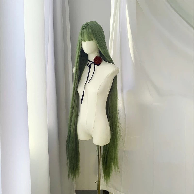 L-email Wig 130cm Extra Long Green Straight Lolita Wig
