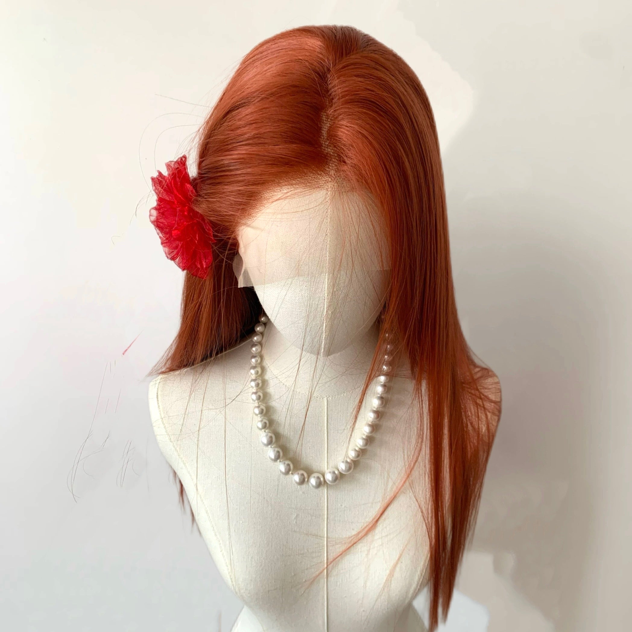 L-email Wig 13×3.5 Hand Hook Long Straight Orange 70cm Lace Front Wig