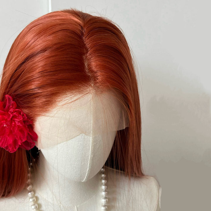 L-email Wig 13×3.5 Hand Hook Long Straight Orange 70cm Lace Front Wig