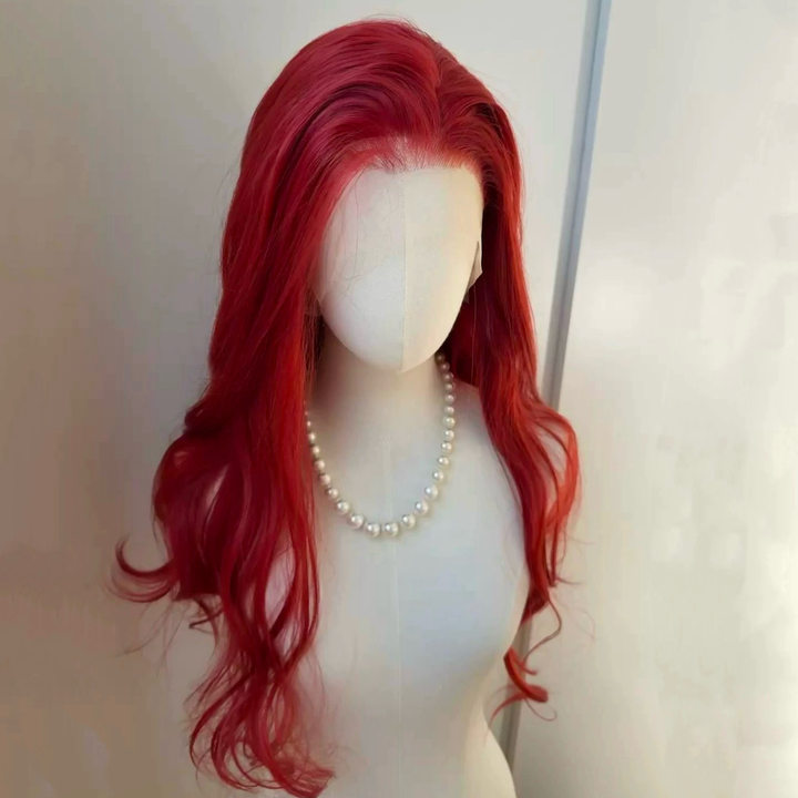 L-email Wig 13×6 Hand Hook Lace Red 70cm Long Curls Wig