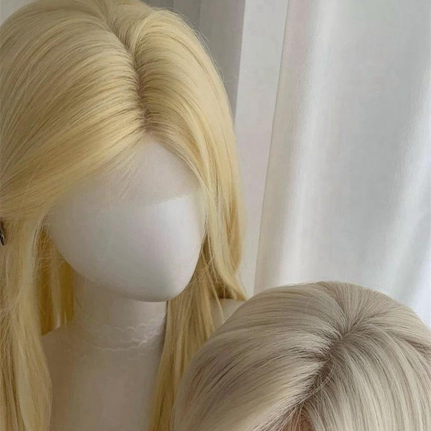 L-email Wig Blonde Platinum 65cm Lace Front Long Straight Wig