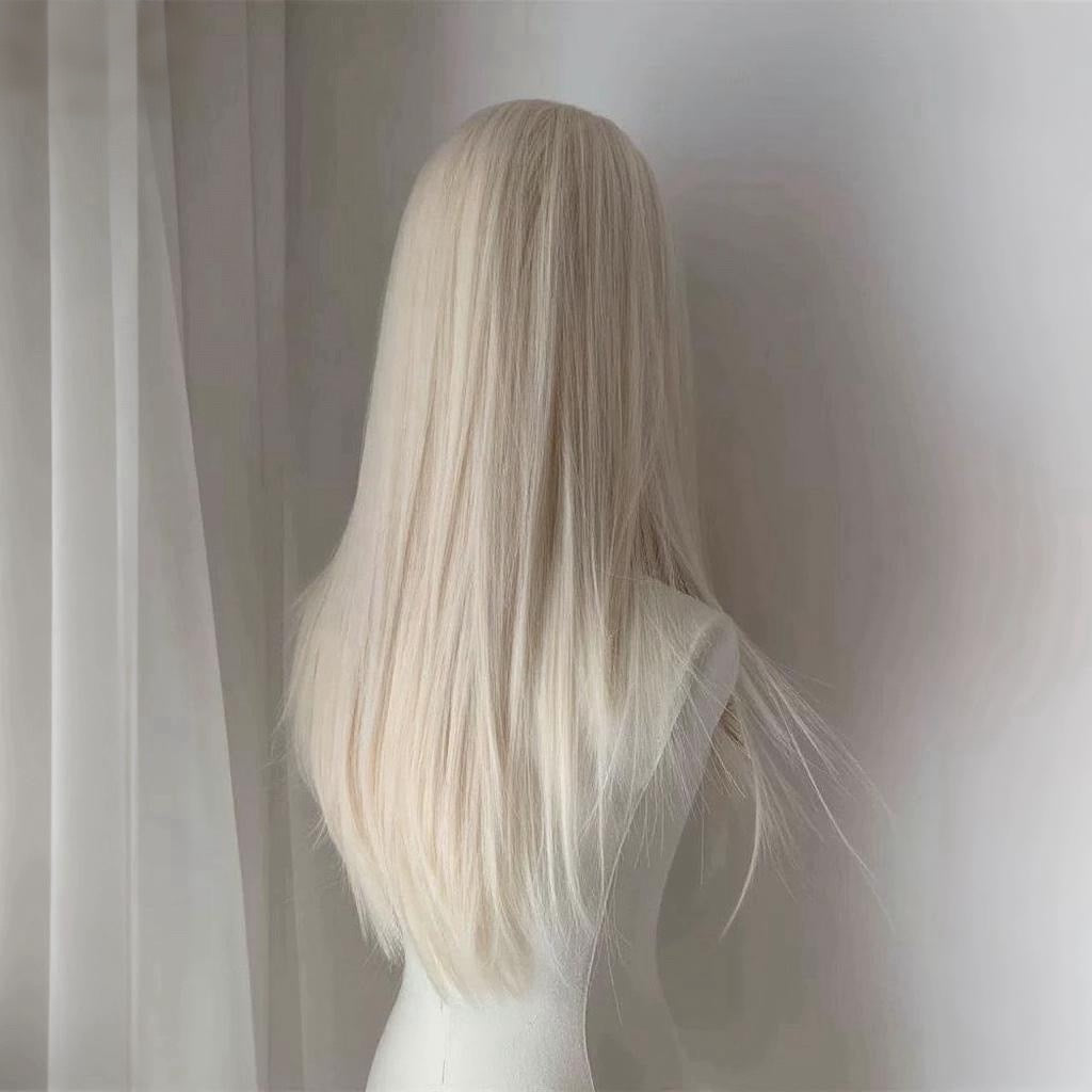 L-email Wig Blonde Platinum 65cm Lace Front Long Straight Wig