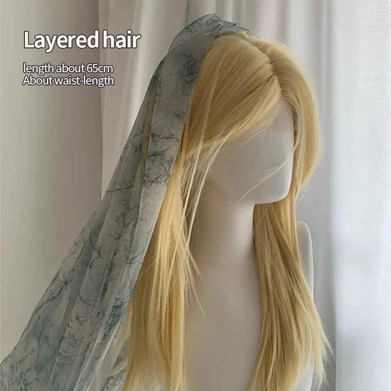 L-email Wig Blonde Platinum 65cm Lace Front Long Straight Wig