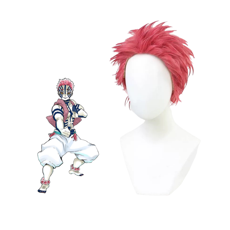 L-email Wig Demon Slayer Akaza Pink Wig For Halloween Parties & Nightlife