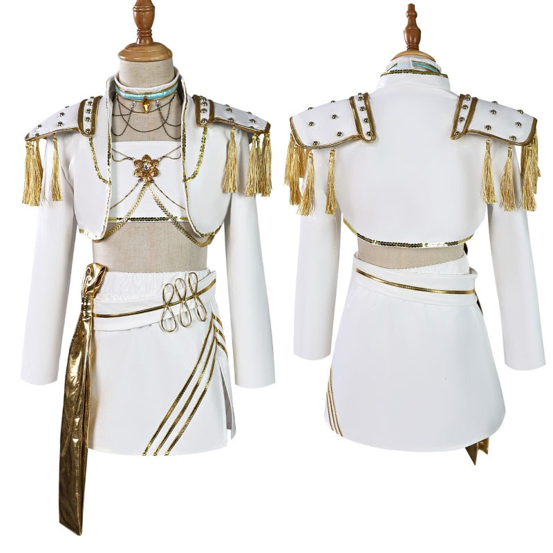 L-email Wig Huntr/X Kpop Demon Hunter Rumi Zoey Mira Kids' White Outfit Halloween Cosplay Costume005