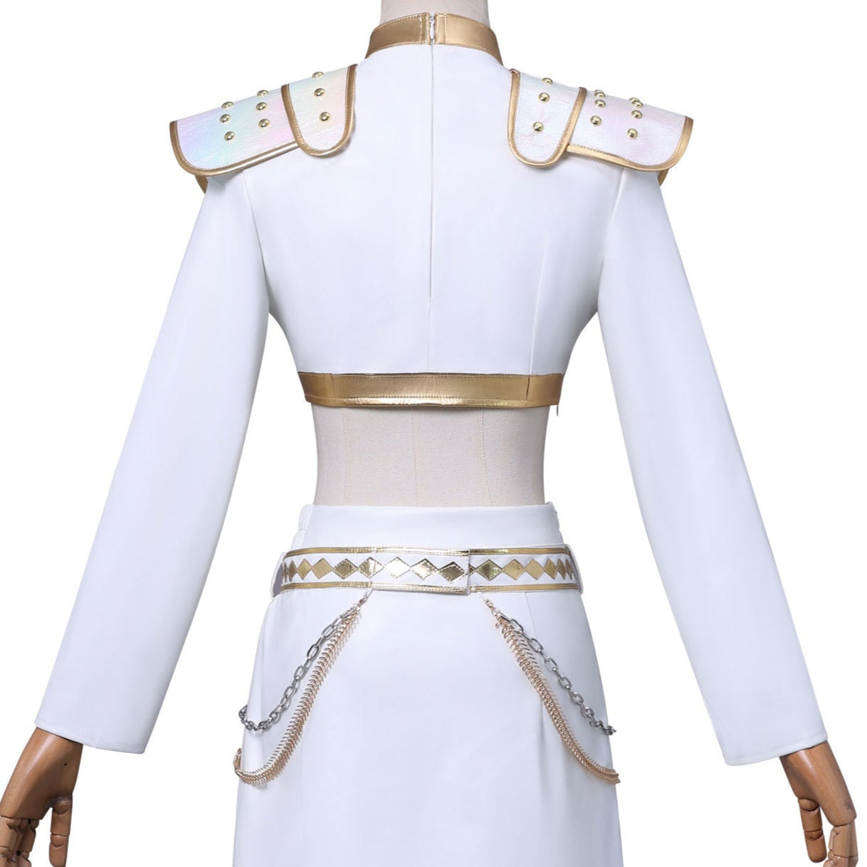 L-email Wig KPOP Demon Hunter Zoey White Outfit Cosplay Costume (XS-XXXL)