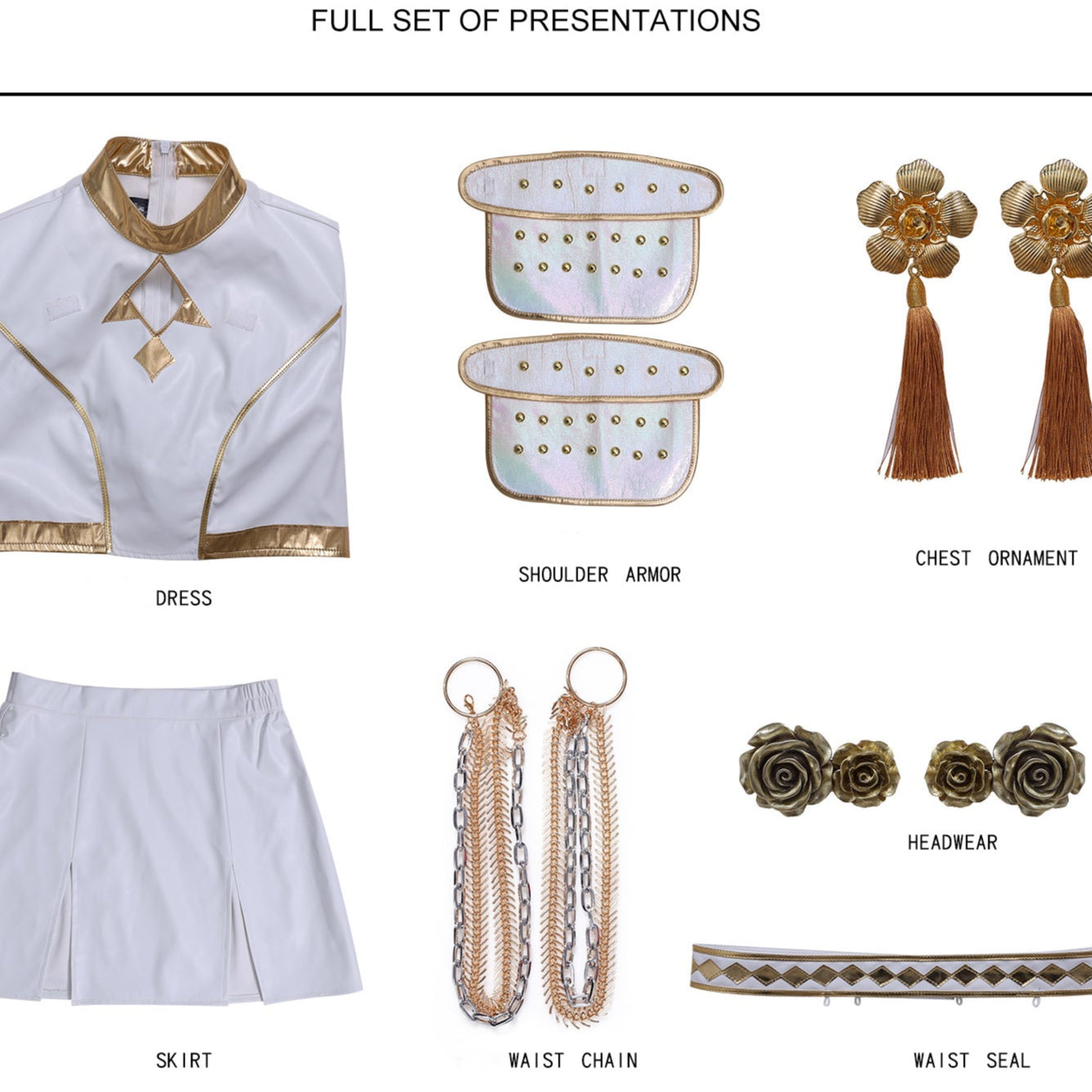 L-email Wig KPOP Demon Hunter Zoey White Outfit Cosplay Costume (XS-XXXL)