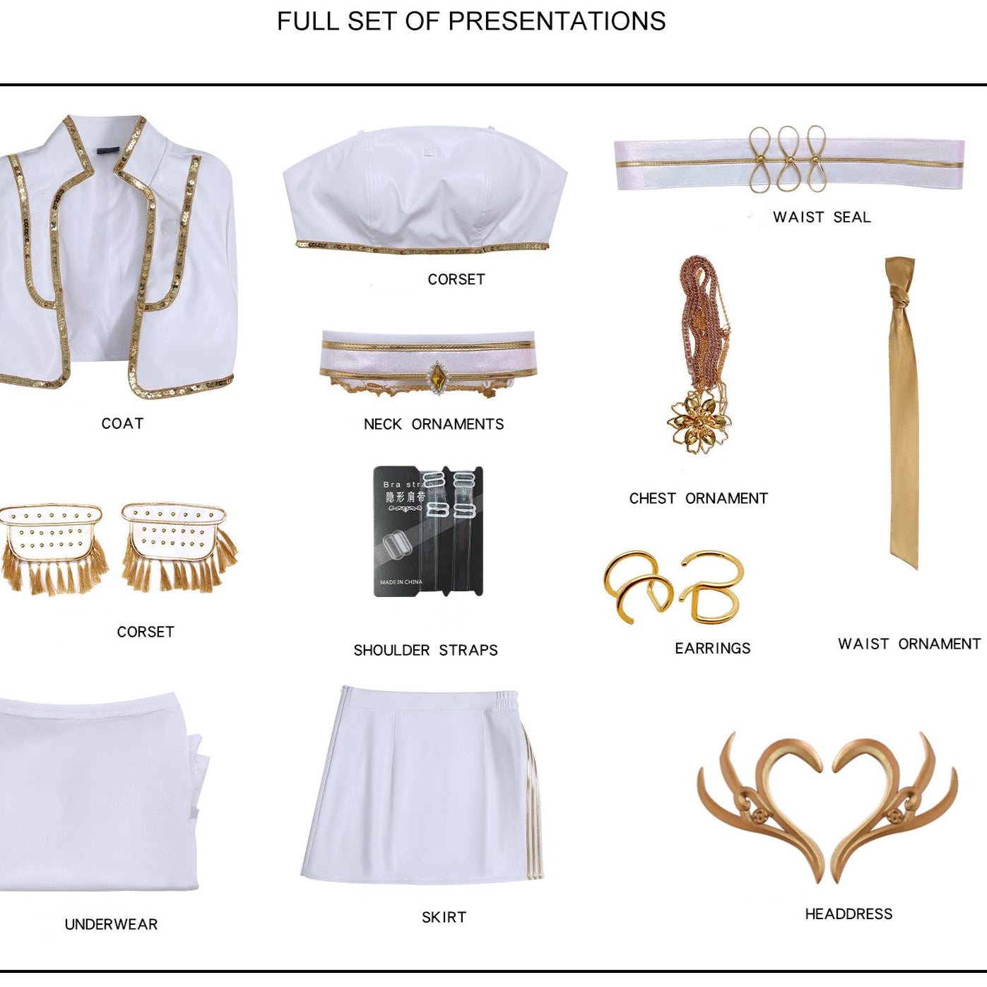 L-email Wig Kpop Demon Hunter White Outfit Mira Cosplay Costume (XS-XXXL)