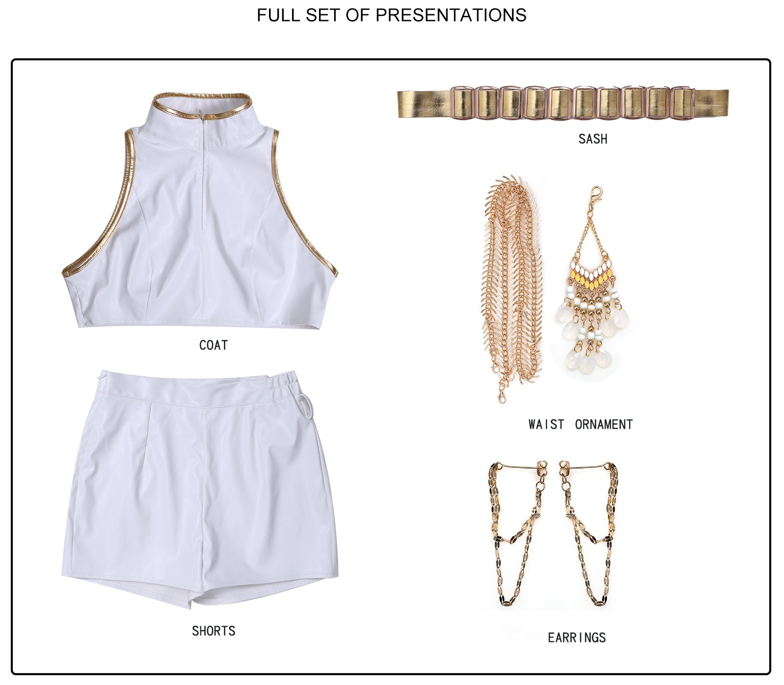 L-email Wig Kpop Demon Hunter White Outfit Rumi Cosplay Costume (XS-XXXL)